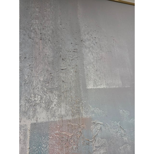 1980s Lee Reynolds Signed Large Abstract Contemporary Painting, Framed, Lilac, Gray For Sale - Image 5 of 17