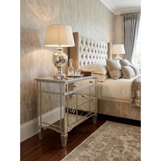 Glass Vintage Mirrored Chest With Patinated Silver Finish For Sale - Image 7 of 8