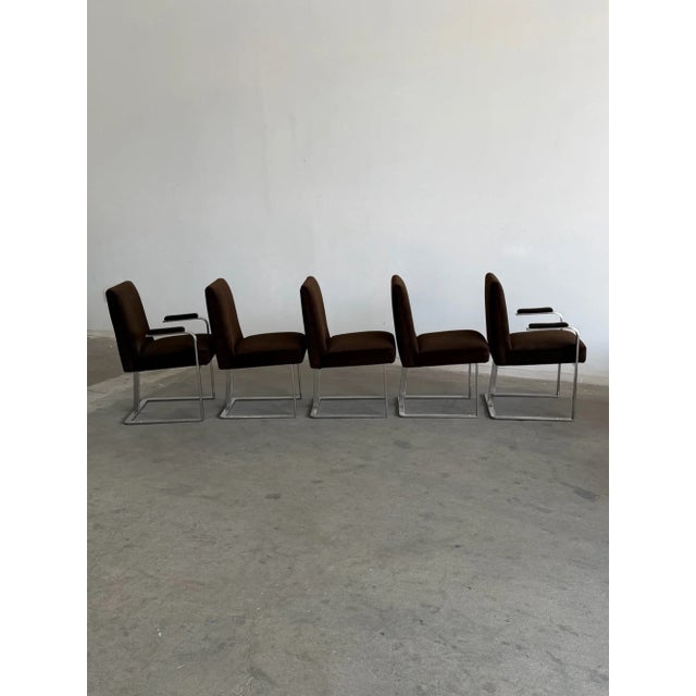 1970s Chrome Cantilever Dining Chairs - Set of Five For Sale - Image 15 of 18