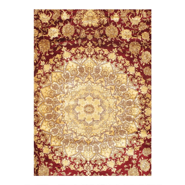 Viscose on a cotton foundation with a medallion This rug has a dense, soft pile, and excellent quality, to ensure that you...