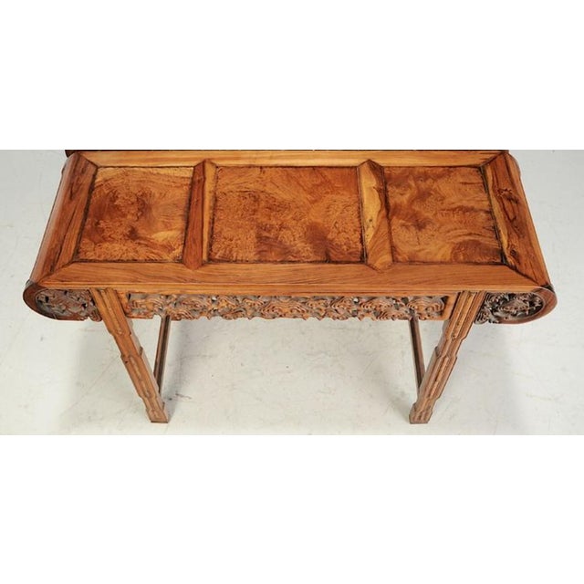Early 20th Century Carved Rosewood and Burlwood Side Table For Sale - Image 4 of 7