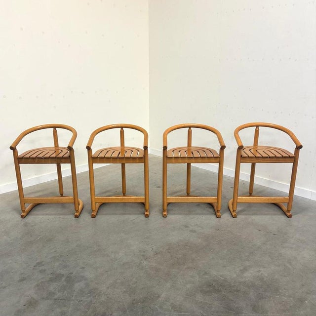 Brown Vintage Bar Stools by Allmilmö, 1980s, Set of 4 For Sale - Image 8 of 15