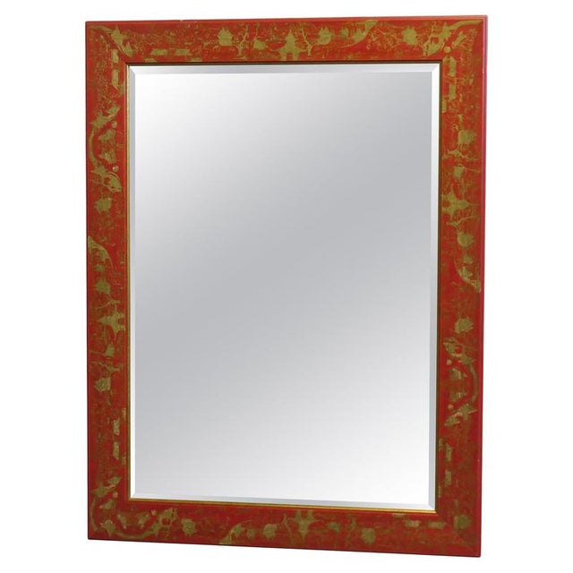 Gold Red and Gold Lacquer Chinoiserie Wall Mirror, 1990 For Sale - Image 8 of 8