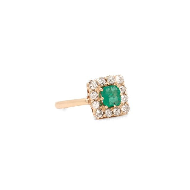 Antique 14k Gold, Emerald, and Diamond Cocktail Ring For Sale - Image 10 of 12