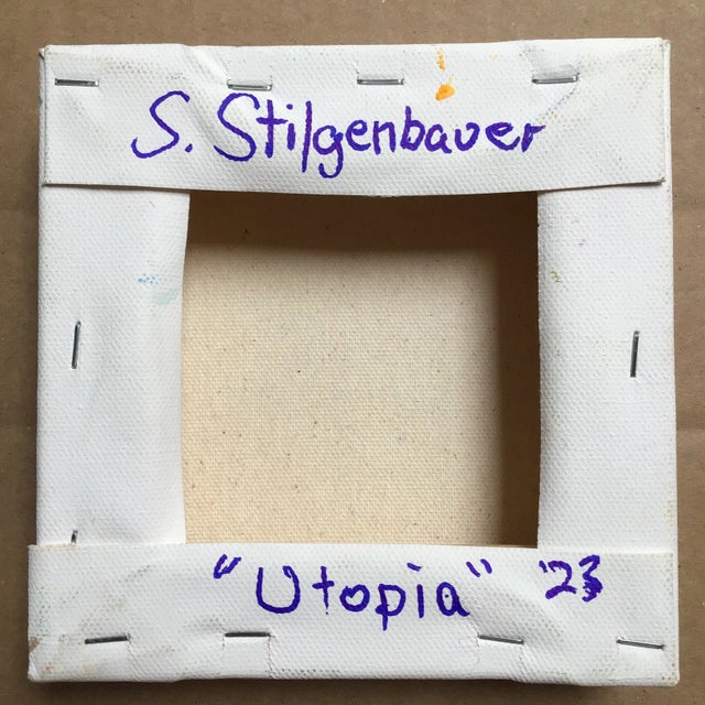 Acrylic on 6” by 1.5 by 6” Stretched Canvas. Artist signed on the back side with S. Stilgenbauer (CA Artist Stephen...