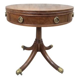 Vintage Baker Furniture Mahogany Drum Table For Sale
