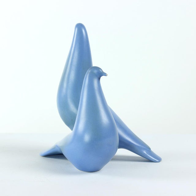 Ceramic Sculpture of Two Blue Doves from Keramia, 1960s For Sale - Image 4 of 16