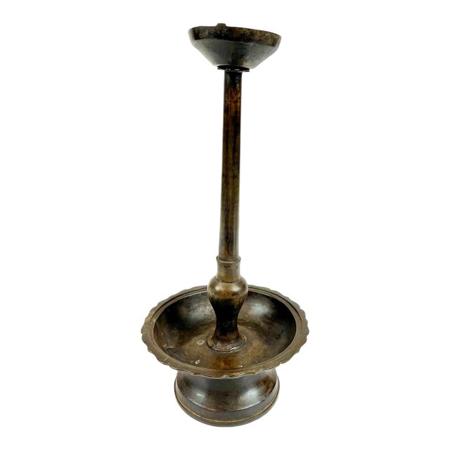 19th Century Chinese Brass Oil Lamp For Sale