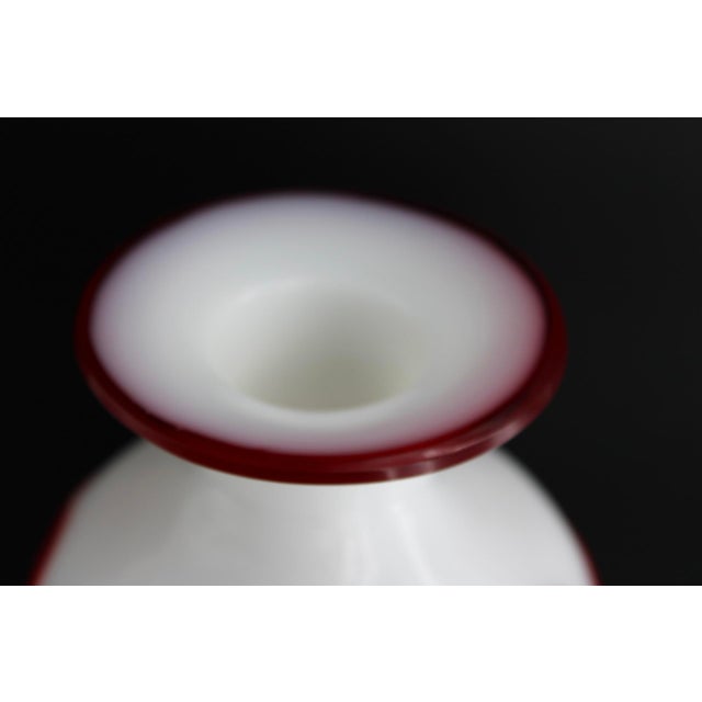 Antique Chinese Red & White Peking Glass Vase, Hand Carved Monkey, C1910 For Sale - Image 12 of 13