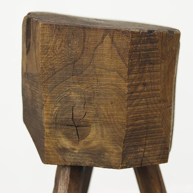 Primitive Wabi Sabi Farmhouse Rustic Chopping Block / Pedestal For Sale - Image 9 of 11