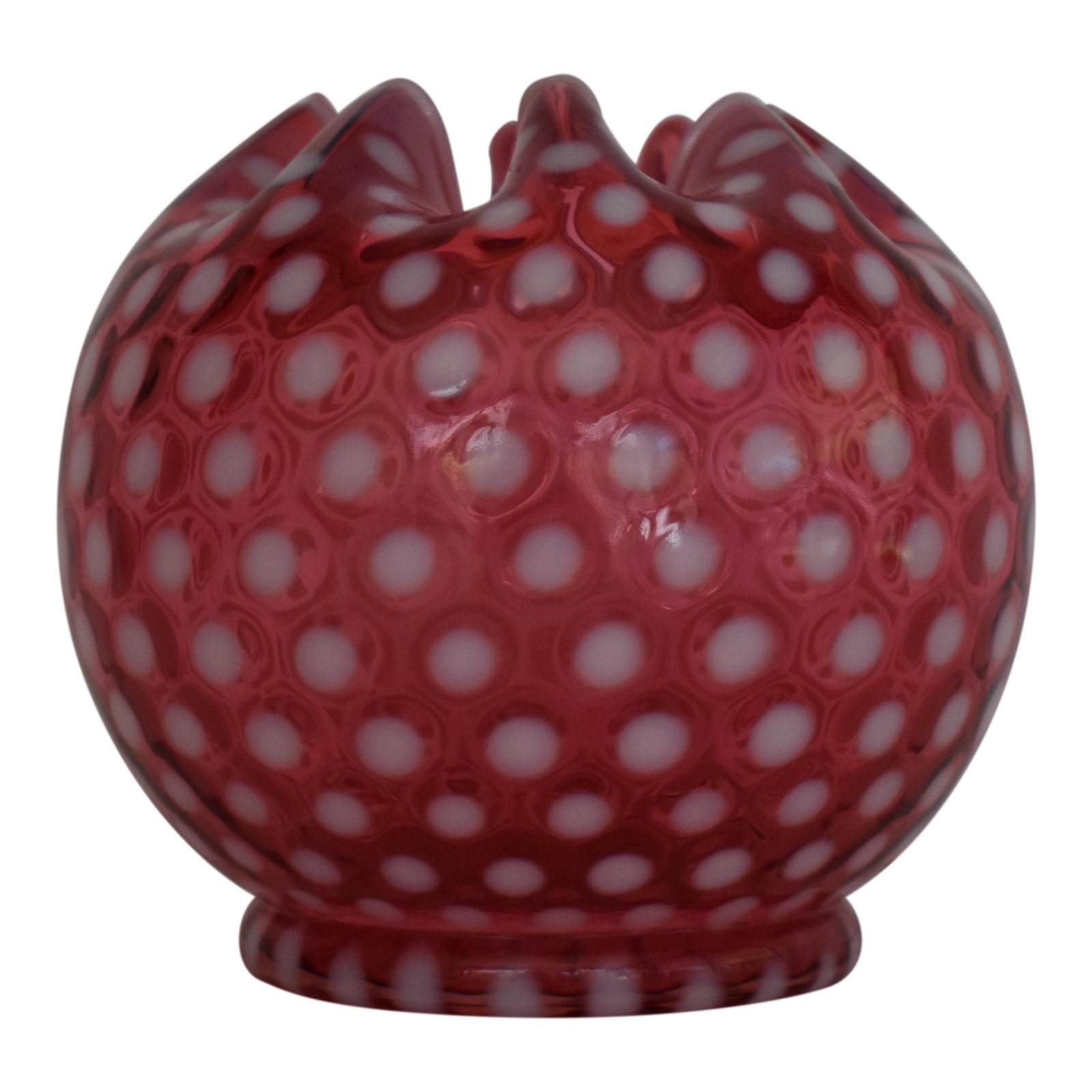 1950s Fenton Cranberry Pink Polka Dot Opalescent Vase Chairish