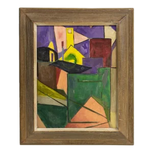 Vintage Abstract Oil on Canvas Painting