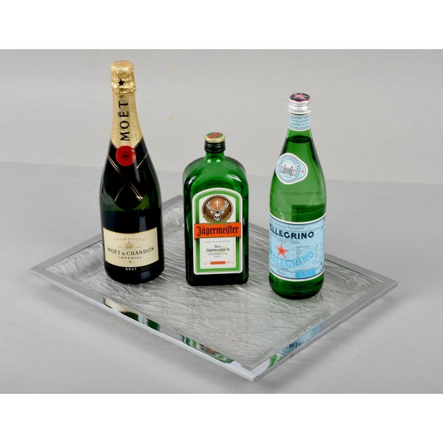 Metal Mid-Century Italian Crystal Acrylic Glass and Chrome Tray, 1970s For Sale - Image 7 of 17