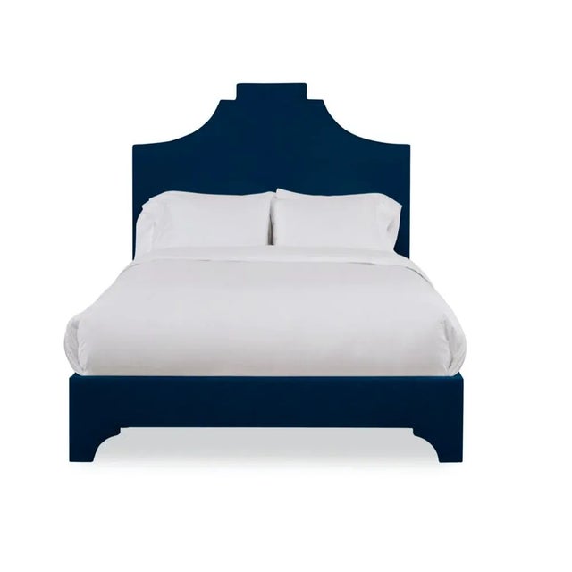 Casa Cosima Nadine Queen Bedframe, Navy Velvet For Sale - Image 4 of 4