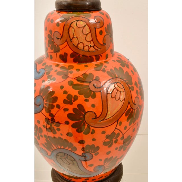 Mid-Century Modern Italian Floral Design Ceramic Lamp, 1960s For Sale - Image 3 of 7