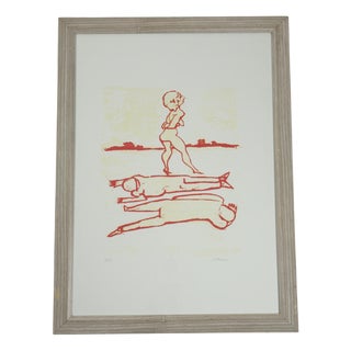 Mino Maccari, Composition, Lithograph, 1980s For Sale