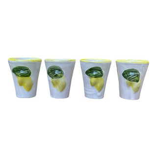 1970s Toschi Italian Majolica Pottery Lemon Shot Glasses - Set of 4 For Sale
