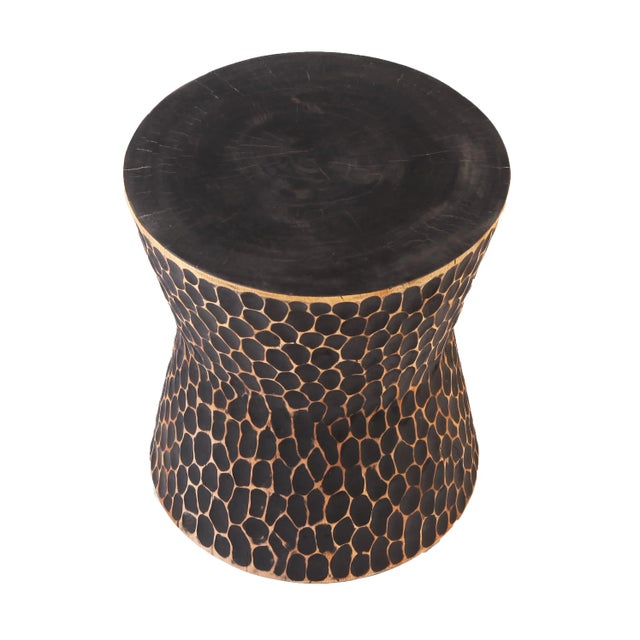2010s Contemporary Hand Chiseled Black Accent or Side Table For Sale - Image 5 of 5