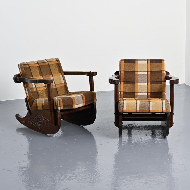 Rocking Chairs in Carved Wood, 1970, Set of 2 For Sale - Image 11 of 11