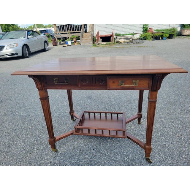 19th Century French Solid Cherry Partner Desk. For Sale - Image 9 of 17