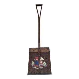 Late 19th Century Antique Primitive Wooden Shovel With Hand-Painted Holiday Folk Art For Sale