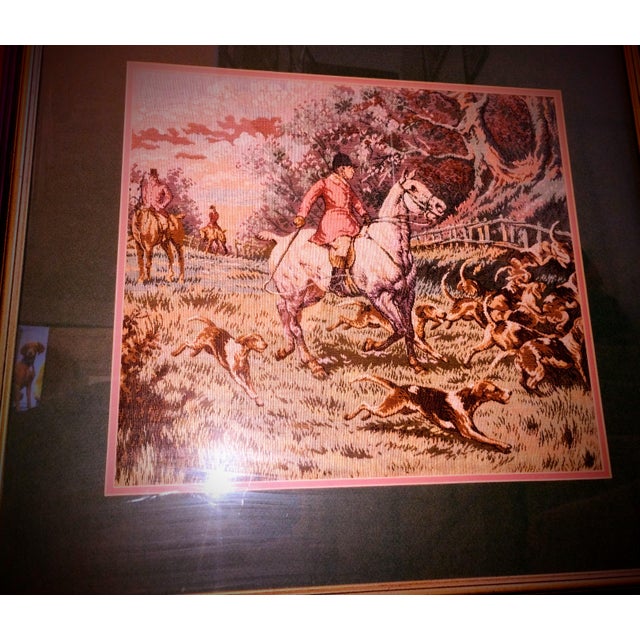 Art Deco Grand Scale Vintage English Fox Hunt Still Life Tapestry in Custom Dark Wood Frame For Sale - Image 3 of 6