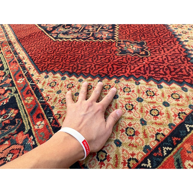 Rust Persian Senneh Herati Medallion Hand-Knotted Wool Rug - 4'2" X 6'7" For Sale - Image 12 of 14