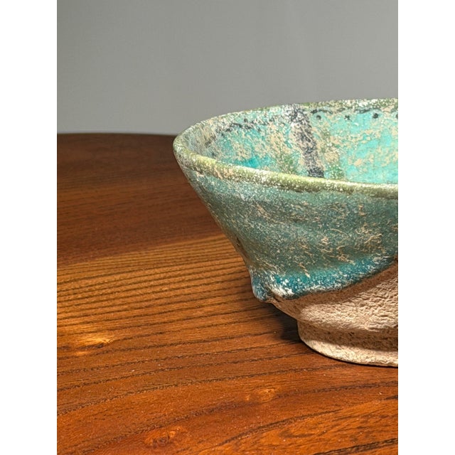 Seljuk Turquoise Glazed Pottery Bowl For Sale - Image 5 of 15