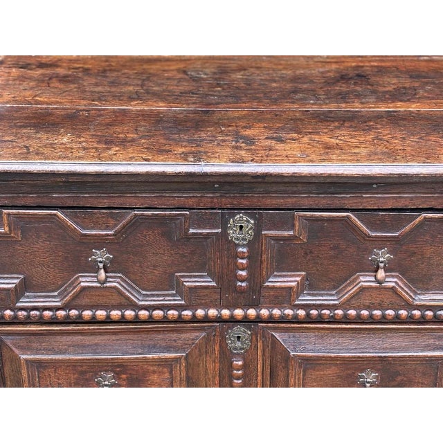Antique Charles II Oak Geometric Chest of Drawers, 1680 For Sale - Image 12 of 13