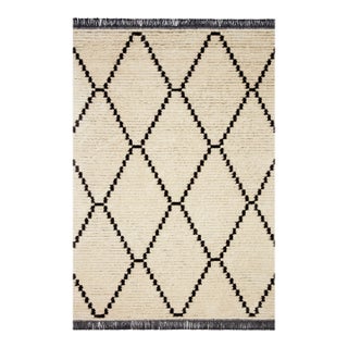 Chris Loves Julia x Loloi Alice Rug Cream / Charcoal Diamond 9'-2" x 13' Area Rug For Sale