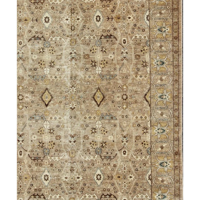 Rustic Modern Tabriz Design Rug in Camel Background by Keivan Woven Arts For Sale - Image 3 of 10