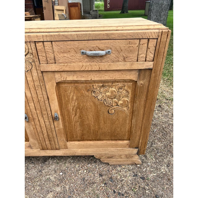 French Art Deco 1935's Bleached Oak Two Door Buffet For Sale - Image 11 of 12
