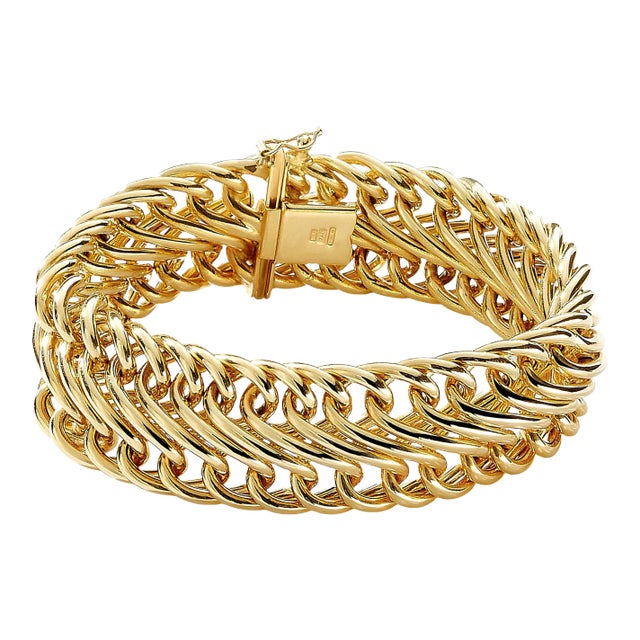 Syna Yellow Gold Cosmic Wide Link Bracelet For Sale