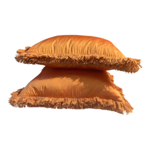 2010s Dupioni Silk Decor Pillows a Pair