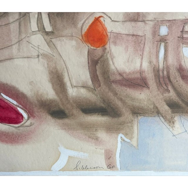 Mid Century Abstract Watercolor Painting - A Kitchen Scene - Signed For Sale - Image 4 of 10