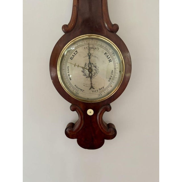 Victorian Mahogany Banjo Barometer, 1860s For Sale - Image 6 of 7