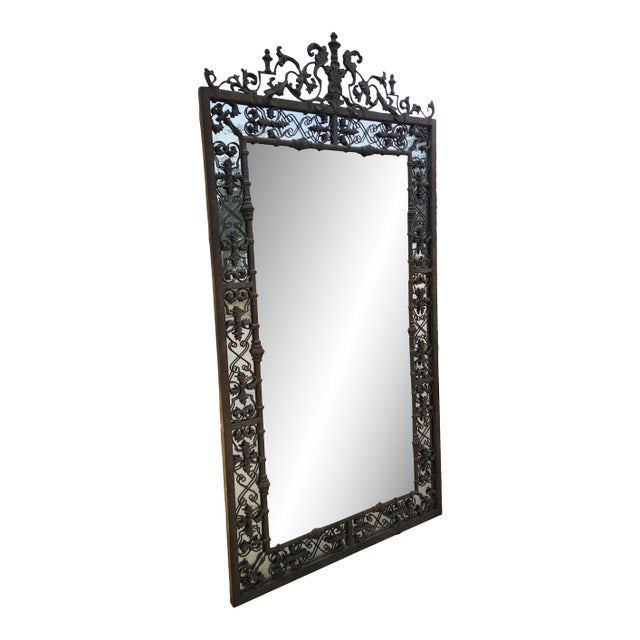 Large Ornate Iron Mirror For Sale