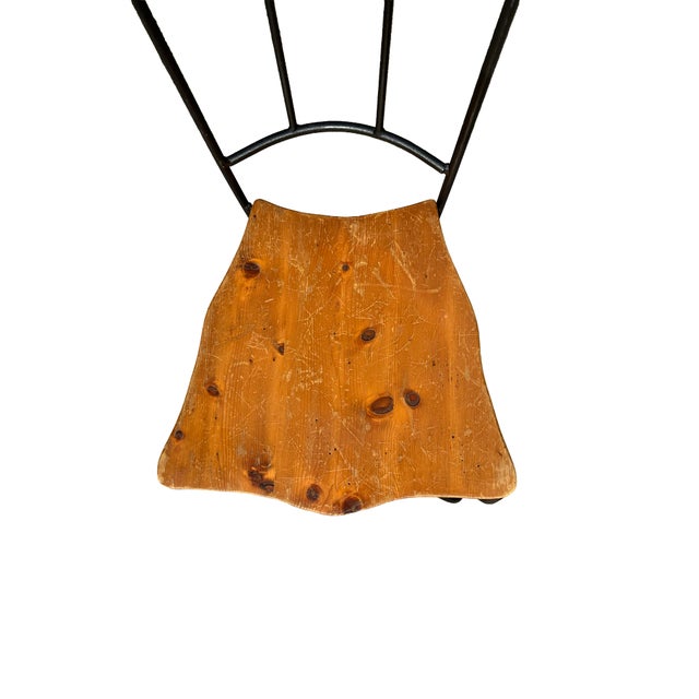 Mid 20th Century Rustic Modern Iron & Live Edge Wood Dining Chair – Industrial Artisan Style For Sale In Miami - Image 6 of 7