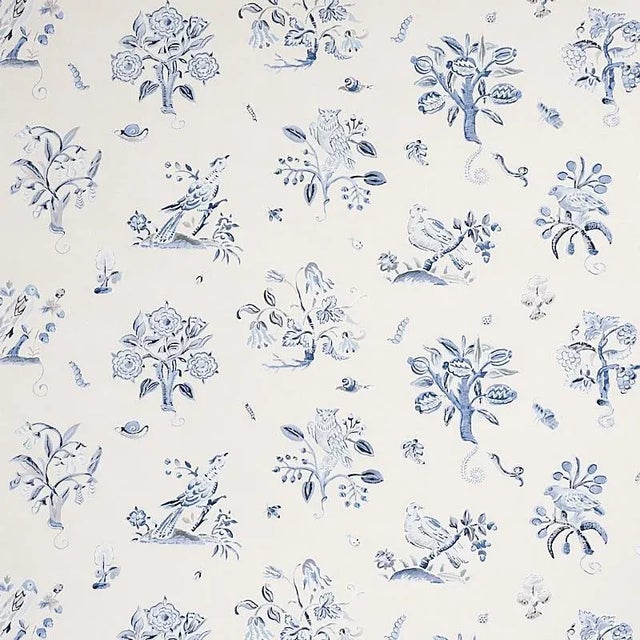 Schumacher Sample - Schumacher Magical Menagerie Wallpaper in Blues For Sale - Image 4 of 4