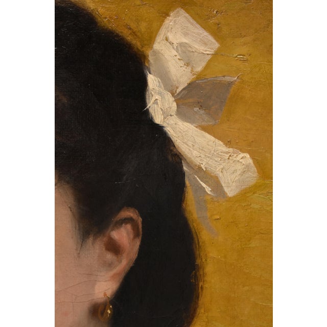 Alexandre Serres, Young Woman, 1888, Oil Painting on Canvas, Framed For Sale - Image 7 of 11