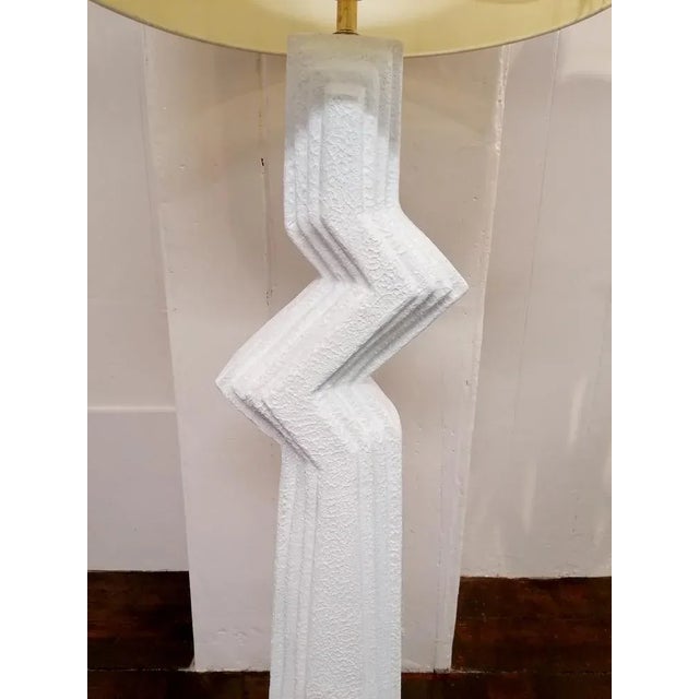 Vintage American Postmodern Textured Plaster Zig Zag Floor Lamp, 1980s For Sale - Image 6 of 11