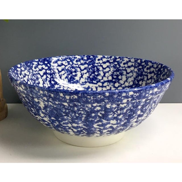 Roma Inc. Blue & White Spongeware Serving Bowl Chairish