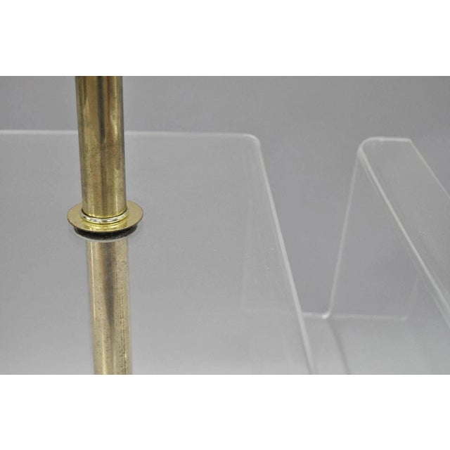 Vintage Mid Century Modern Brass Lucite Marble Floor Lamp W Magazine Table Rack For Sale In Philadelphia - Image 6 of 11
