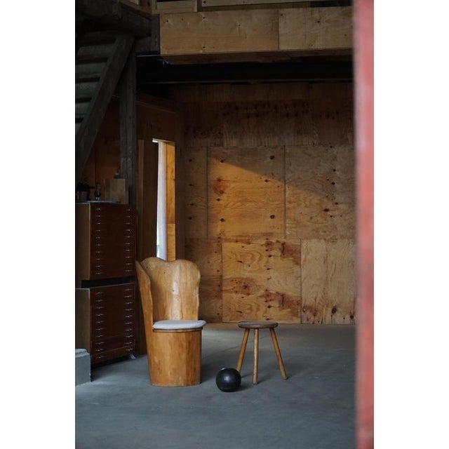 Mid-Century Modern Brutalist Swedish Stump Chair in Pine & Bouclé, 1970s For Sale - Image 15 of 17