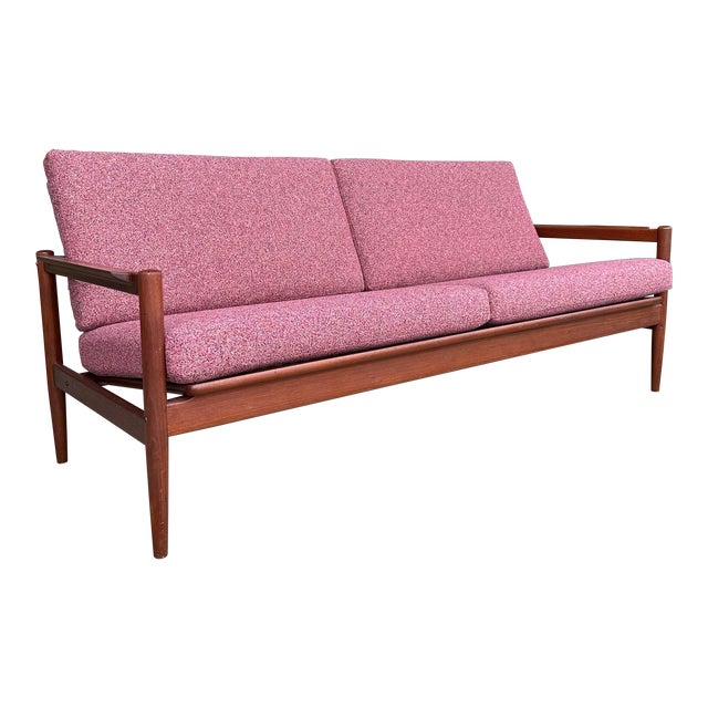 Borge Jensen Danish Modern Teak Sofa Reupholstered Cushions For Sale