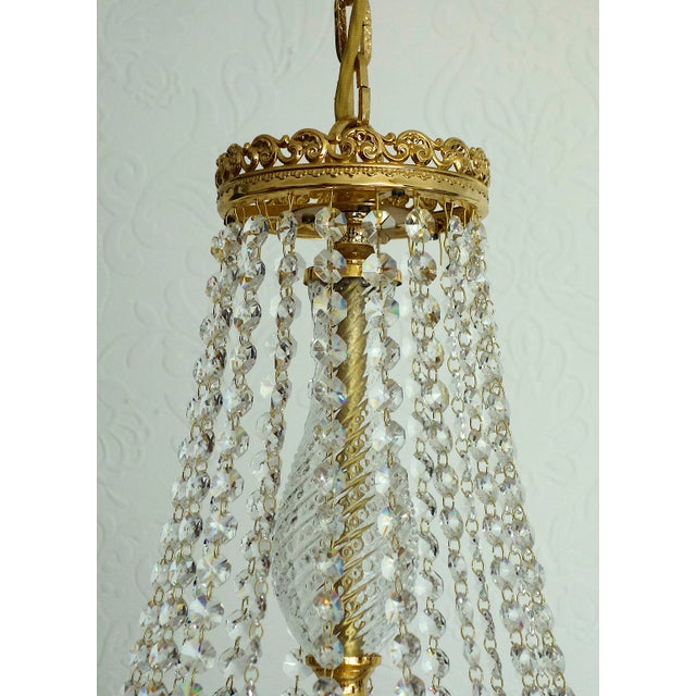 Mid-Century Modern Brass, Lead Crystal and 24k Gold-Plated 5-Light Chandelier from Sölken Leuchten, 1970s For Sale - Image 3 of 14