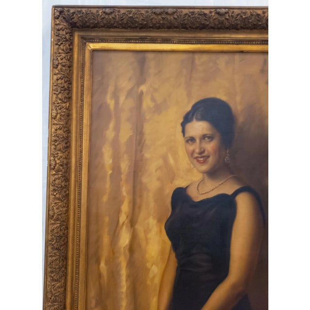 Large 1930's Full Length Portrait Painting of a Lady, Signed, Brown University Label For Sale In New York - Image 6 of 13