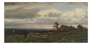 Landscape with Shepherd and Sheep, 1800s, Oil on Board