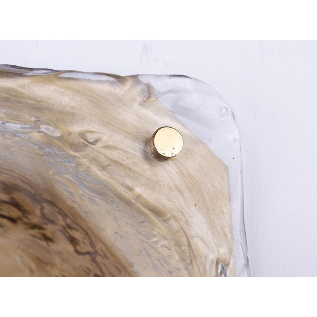 Metal Amber Murano Glass & Brass Flush Mount in the style of Venini, Italy, 1960s For Sale - Image 7 of 9