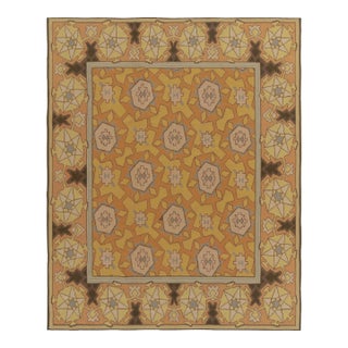 Vintage Bessarabian Kilim Rug in Orange and Yellow With Pink Medallion Patterns For Sale